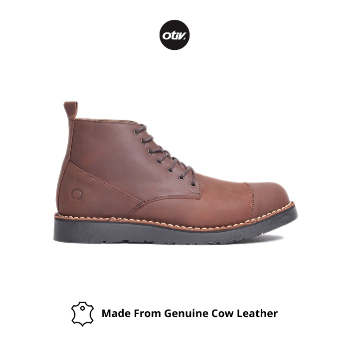 OTIV Gama Dark Brown - Sepatu Boots Kulit Asli Pria