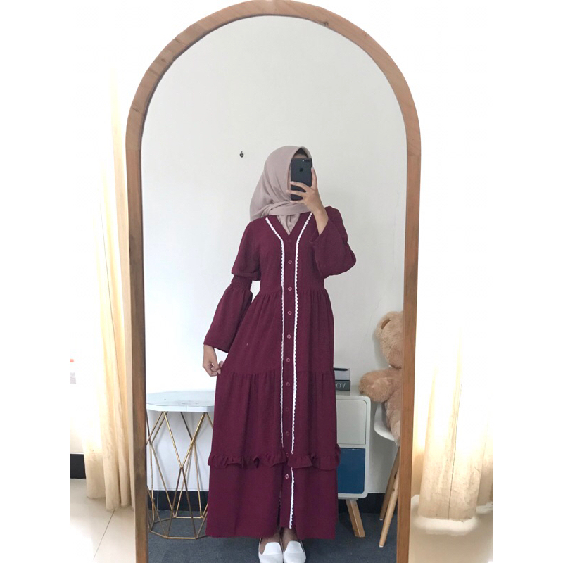 Bluana longdress / gamis crincle bordir premium