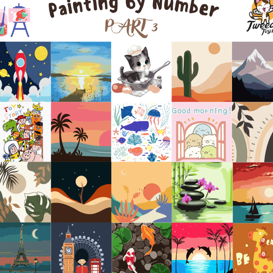 

➞✸✿ Baapaang - Painting By Number Children Canvas / Set Kanvas Lukis Anak / PART 3