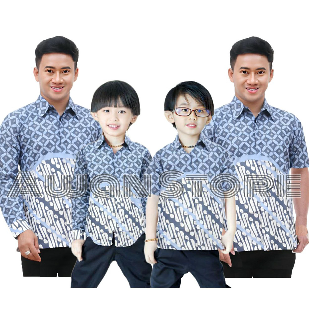 MENARIK TERBARU Couple sweet | Batik Kawung Biru | couple batik ayah dan Batik anak cowok BATIK Biru