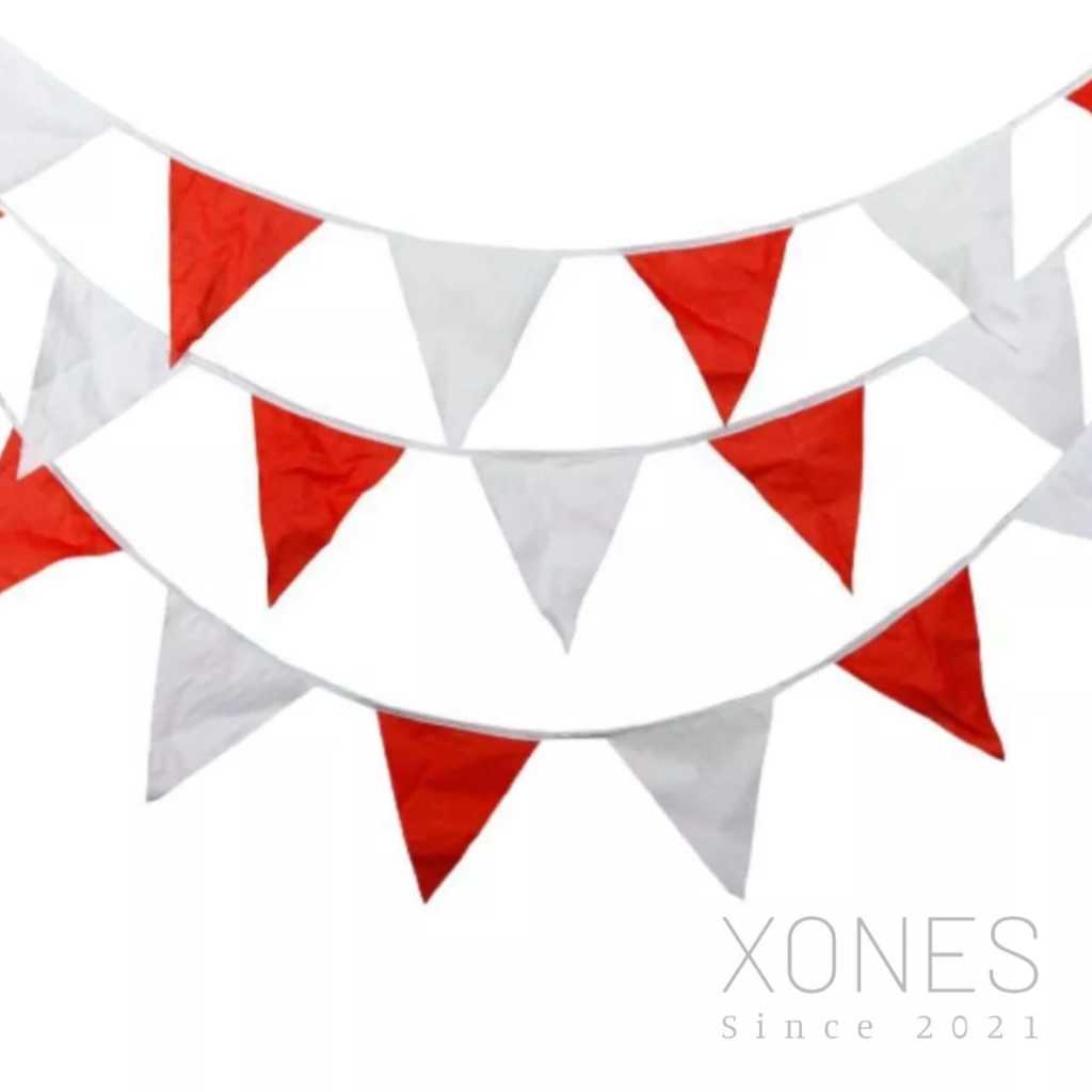 Bendera Segitiga Rawis Merah Putih Panjang Warna Warni Agustusan HUT Kemerdekaan Indonesia