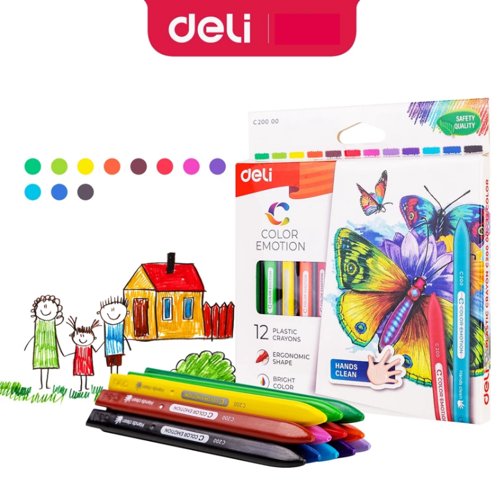 

Krayon / Crayon Wax Plastik DELI 12 Warna C200 00 C20000 Bentuk Segitiga