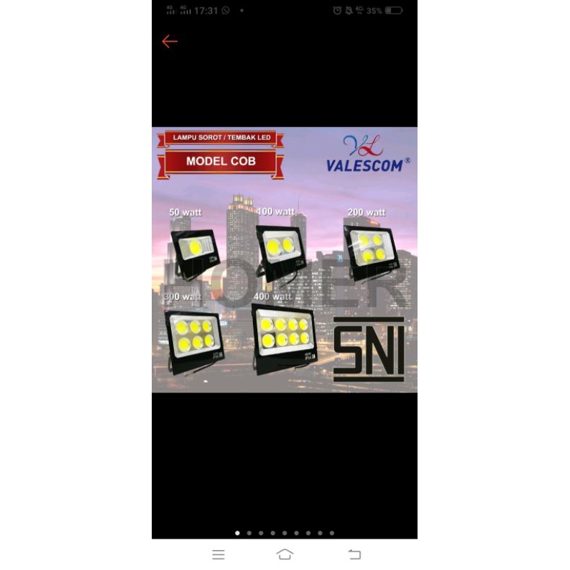 VALESCOM lampu LED sorot tembak COB SNI floodlight outdoor lapangan super 300Watt
