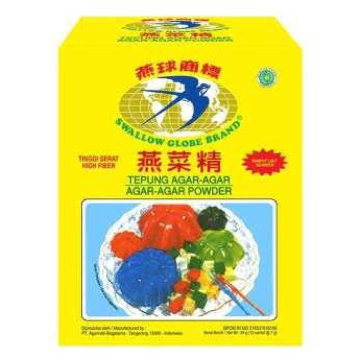 

➥❇❋ Agar agar swallow Globe Brand ( 1 box isi 12 sachet )