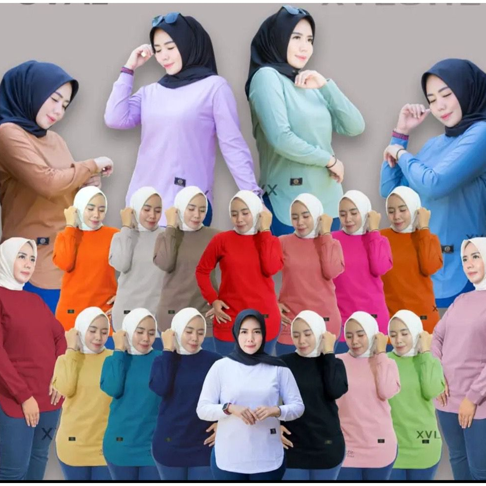 RECOMENDED [ TERLARIS ] KAOS WANITA POLOS MODEL OVAL TOP BASIC STYLE HIJAB JUMBO KAOS WANITA LENGAN 