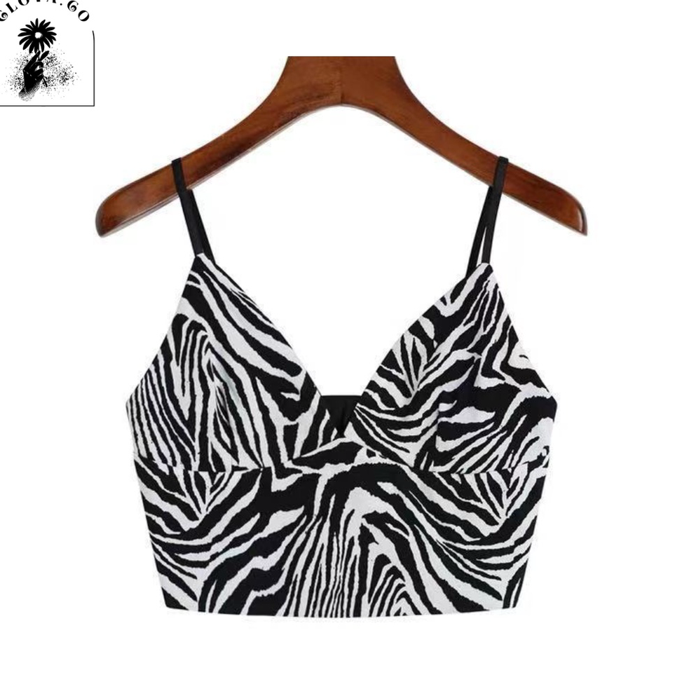 HARGA SPESIAL CLOVA BJ366 Tank Top Crop Motif Garis Wanita Tanktop Printed Zebra Korean Fashion