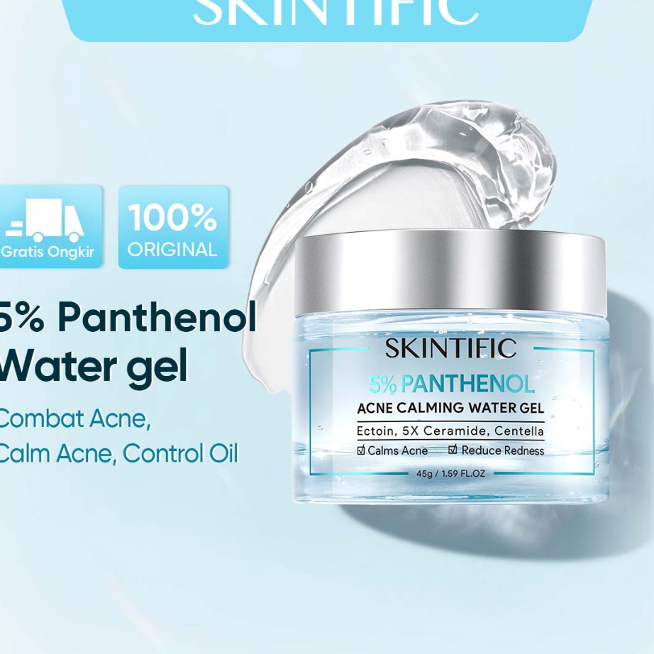 Murah BPOM Skintific 5% Panthenol Acne Calming Water Gel 45g krim jerawat mengontrol minyak Anti Acn