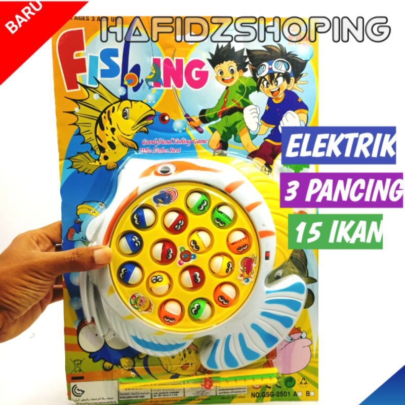 Mainan Pancing Ikan Fishing Game Elektrik 3 Pancingan