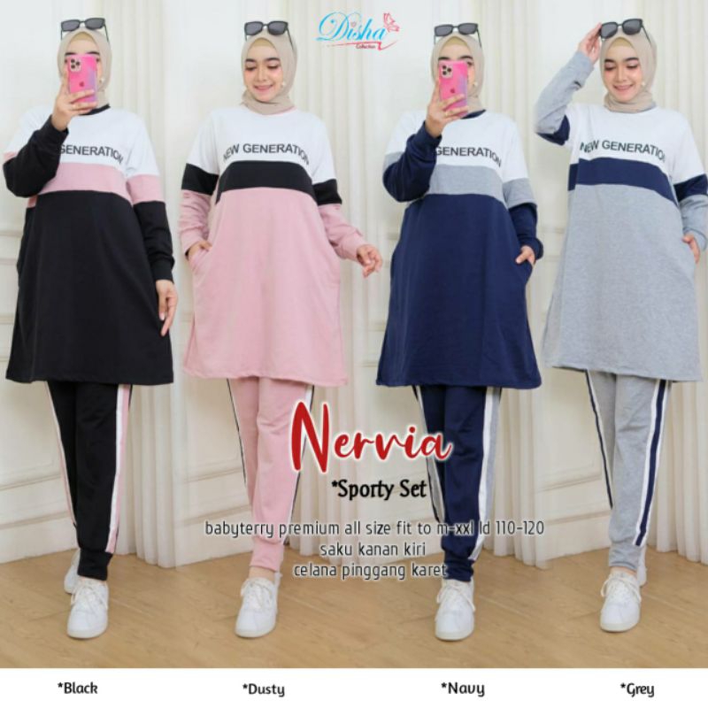 Nervia sporty set by disha set olahraga wanita / setelan olahraga tunik / sporty set wanita