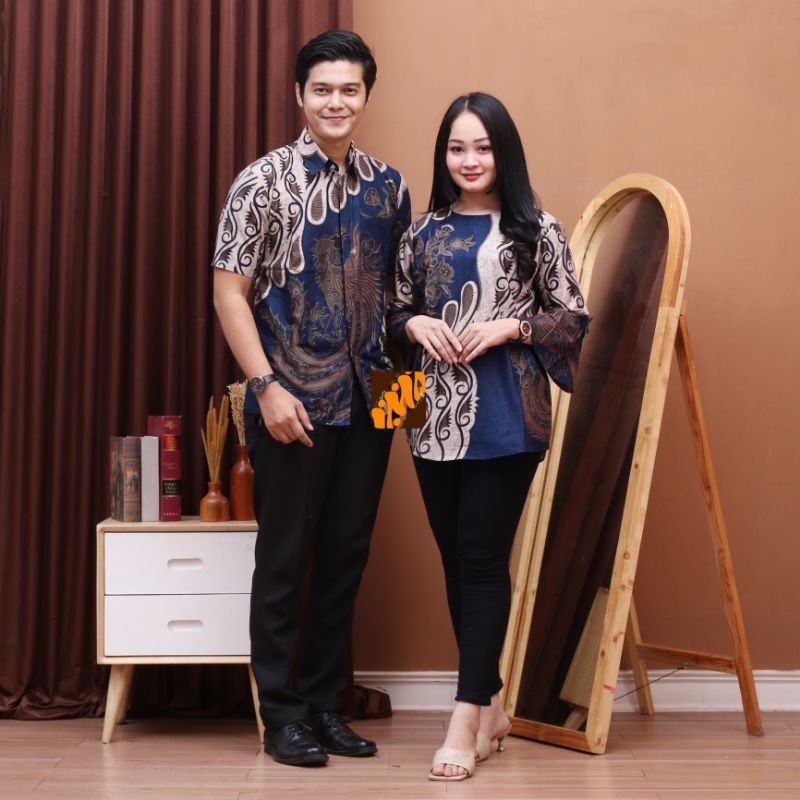 Kemeja Batik Pria Lengan Pendek Kemeja Batik Casual Blus Batik Wanita Lengan 7/8