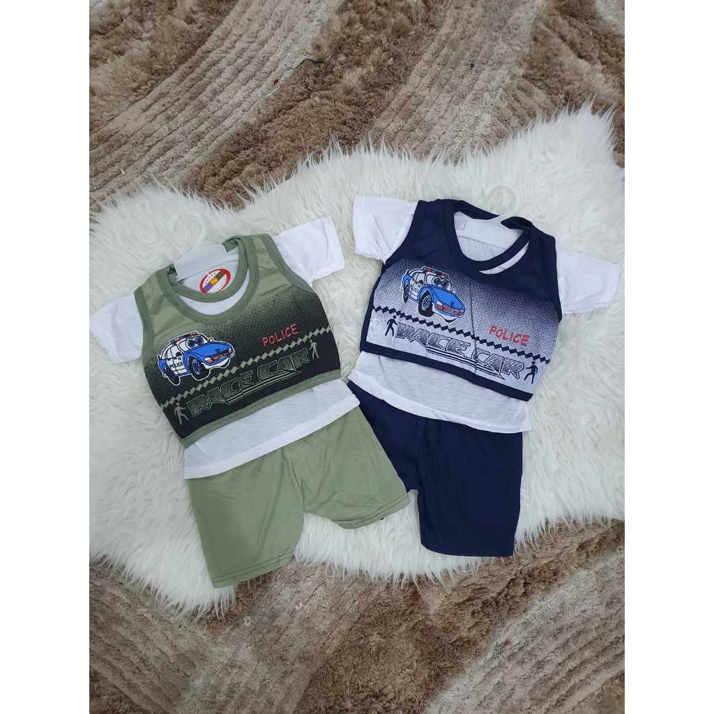 Set bayi laki laki rompi 0-6 bulan / baju bayi laki laki motif police