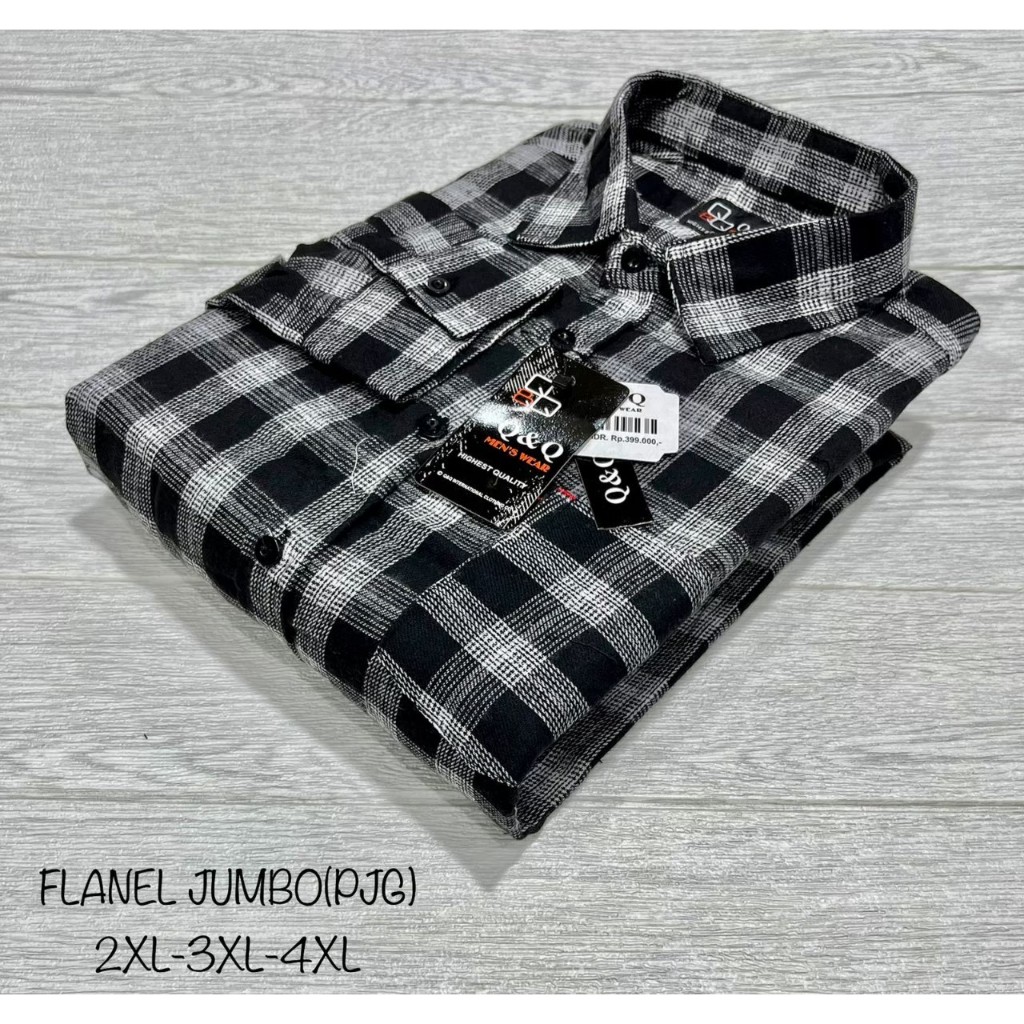 kemeja Flanel jumbo pria lengan panjang premium kemeja kotak-kotak pria lengan panjang best seller