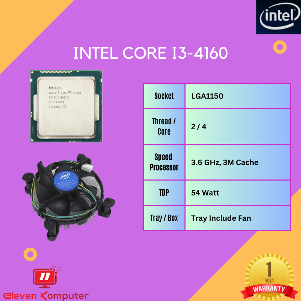 CPU Intel Core i3-4160 (3.60GHz, 3M Cache) LGA 1150 Tray