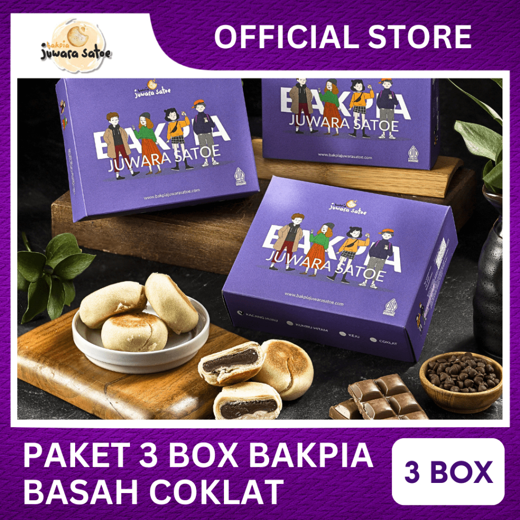 

[ 3 BOX ] PAKET BAKPIA BASAH RASA COKLAT - JUWARA SATOE