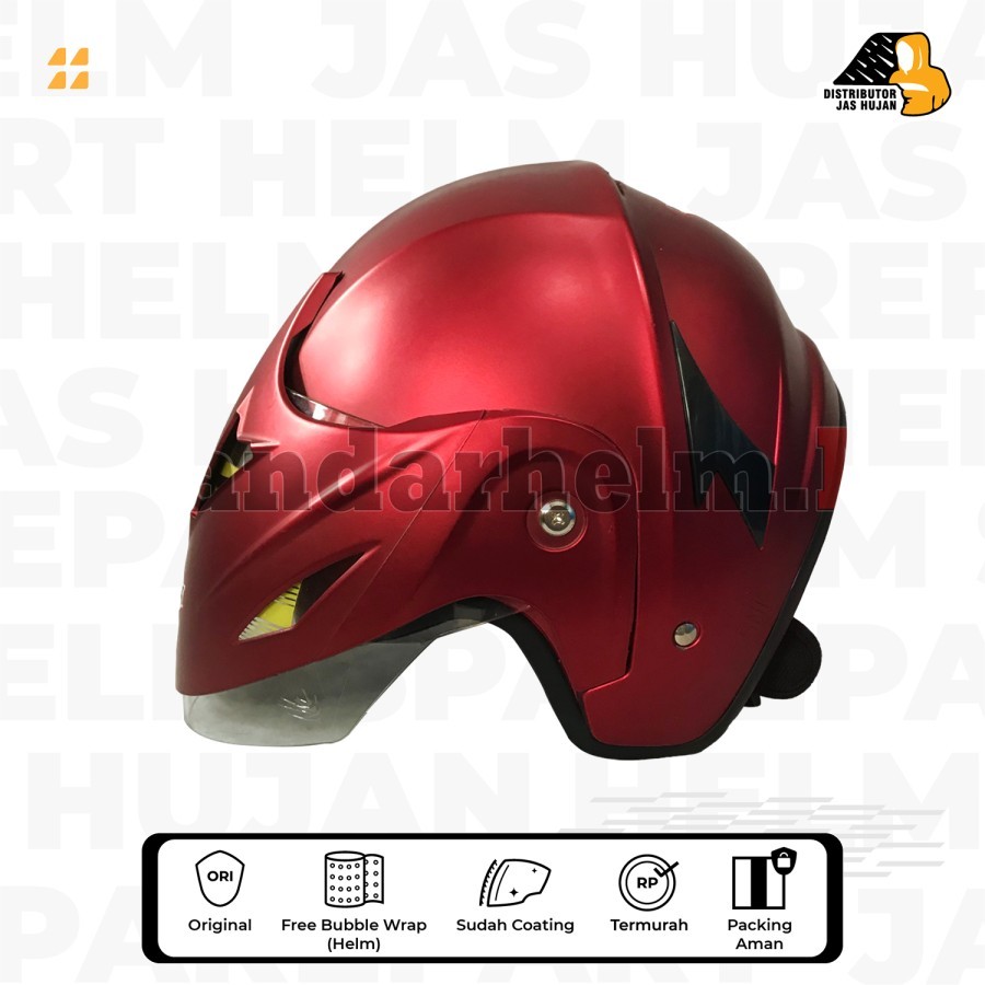 Helm Besar Helm Jumbo Dewasa Ukuran XL XXL Red Maroon Glossy / Doff
