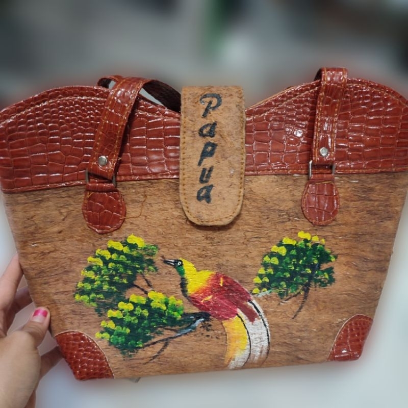 Non COD Tas Wanita Noken Papua Kulit Kayu Oleh oleh Khas