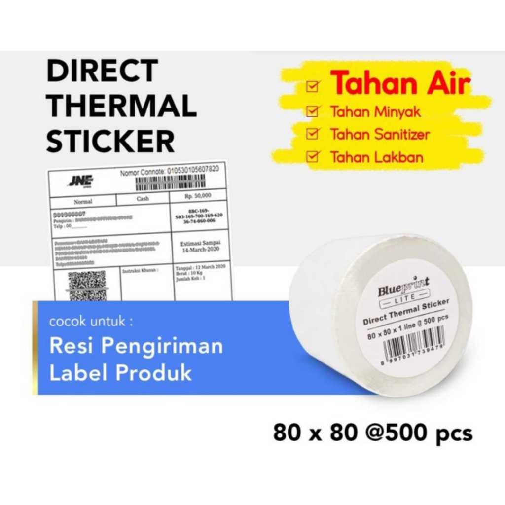 

Kertas Thermal Sticker Label Roll Blueprint LITE 80x80 mm Isi 500 Termal Stiker lable rol 80 x 80 mm