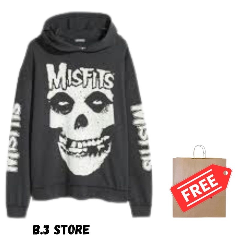Hoodie Jaket HM Misfits Dark Grey Jaket Sweater HnM Pria Wanita Fulltag