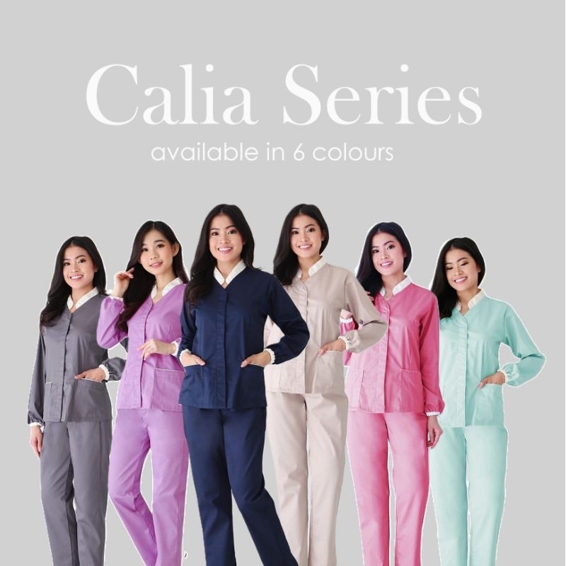 [Renne] Baju Suster Calia Long Sleeve/ Seragam Baby Sitter Jumbo / Baju Klinik Plus Size / Seragam N