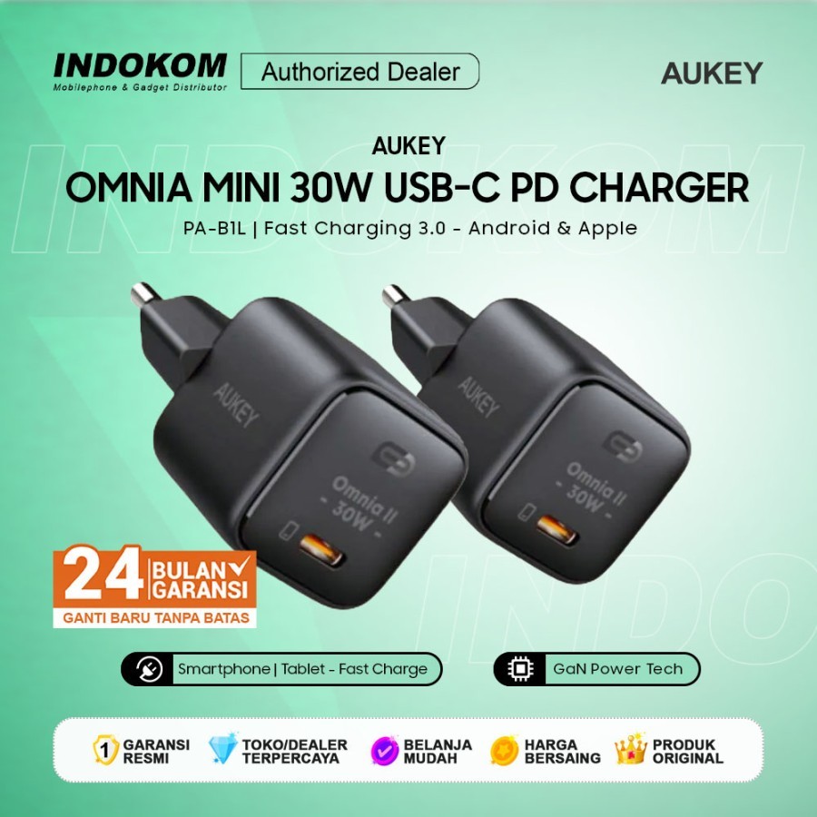 Aukey Adaptor Charger 20W/30W USB-C Fast Charging