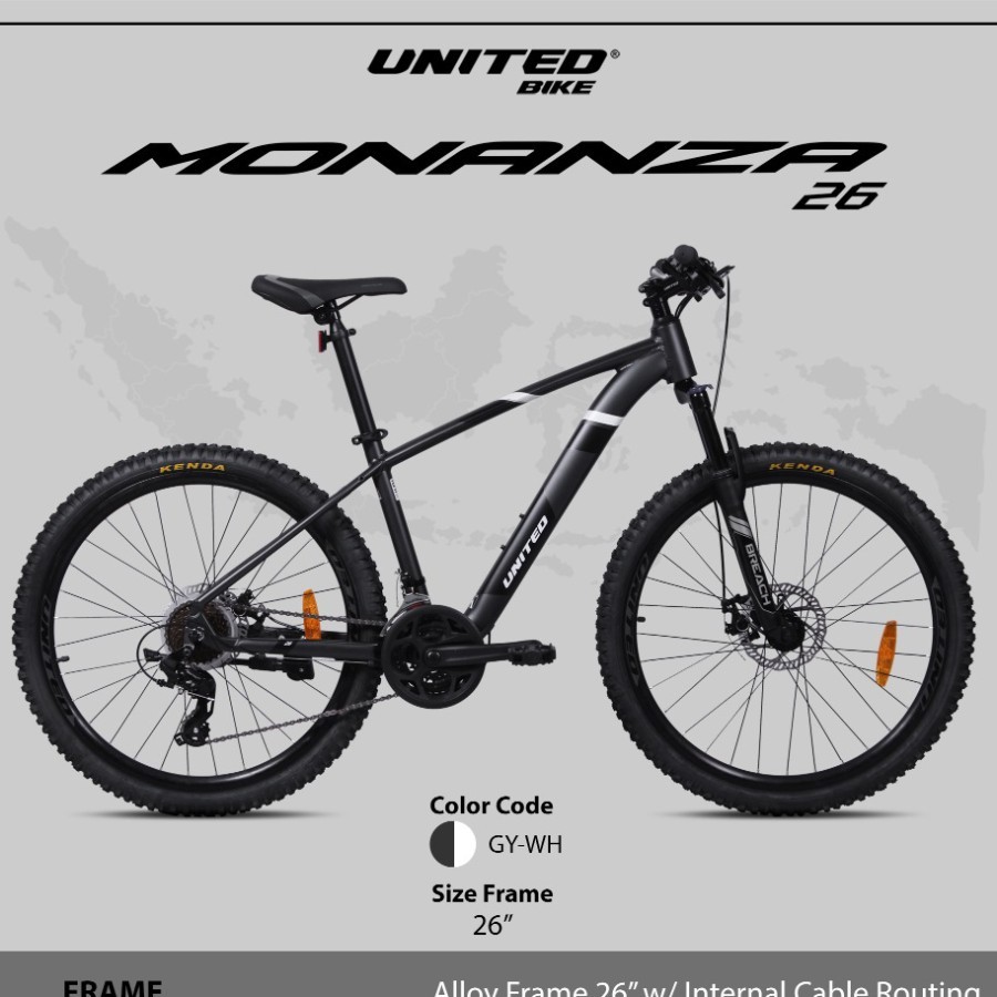 Sepeda gunung mtb 26 inch united frame alloy 24 speed shimano rem cakram high quality innercable sni
