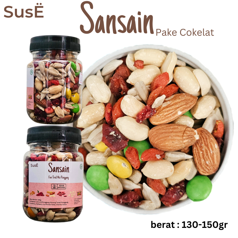 

SUSE Sansain Trail Mix Premium Cemilan Sehat Mix Kacang Mix Buah Kering Mix Trail Premium