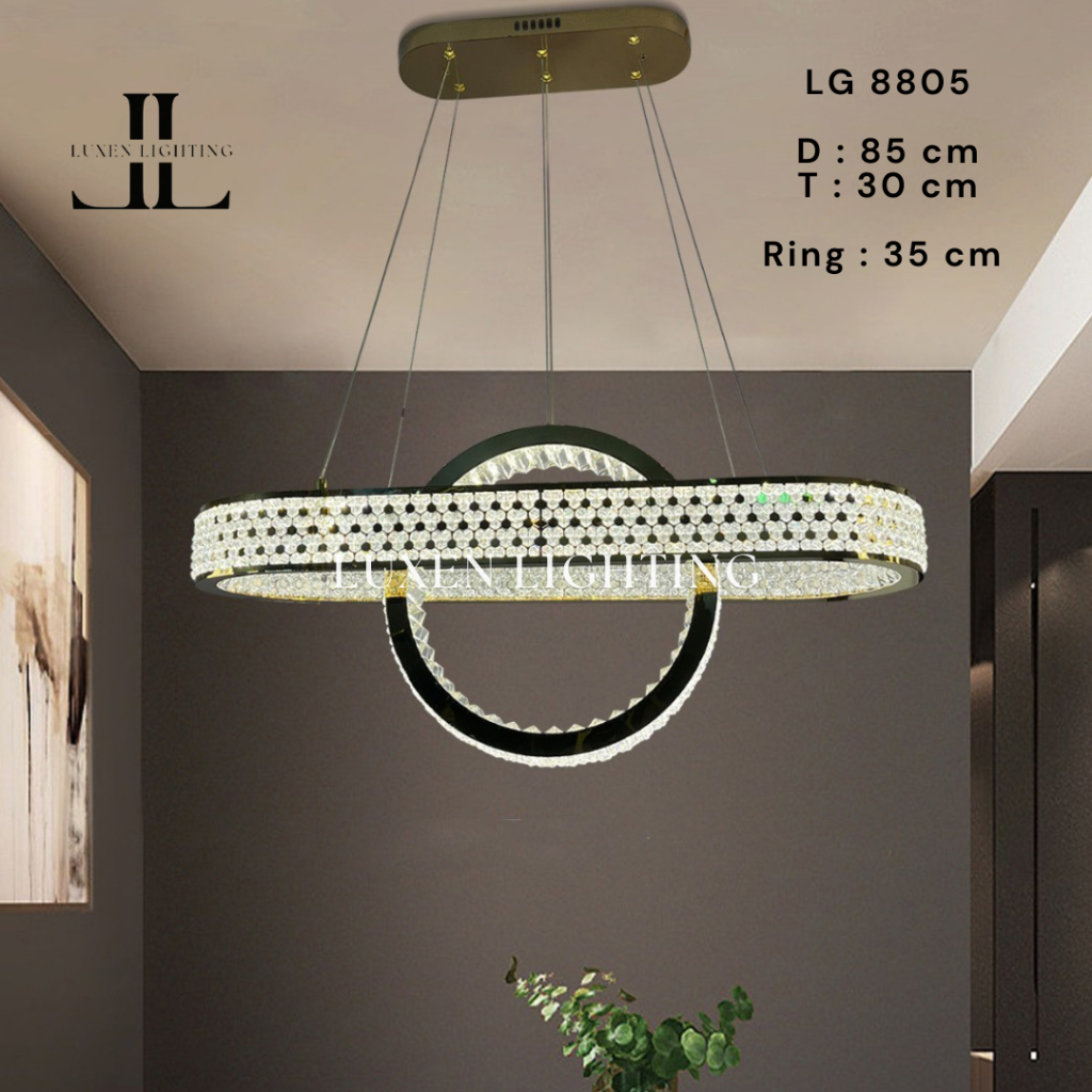 Lampu Gantung Hias Kristal Ring Cincin Minimalis LED 8805
