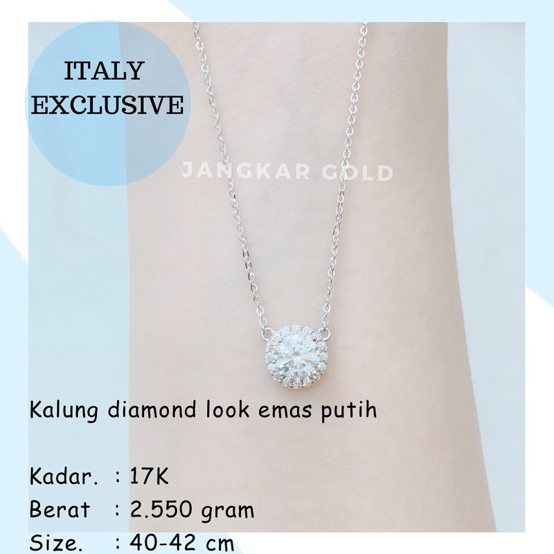KALUNG DIAMOND LOOK EMAS PUTIH 17K 2.550GR SOLITAIRE SOLITER