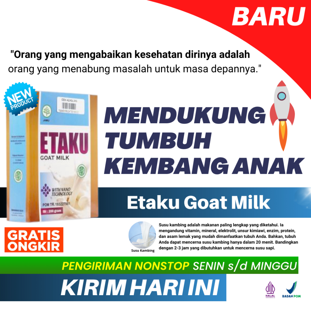 

Susu Untuk Mendukung Tumbuh Kembang Anak Etaku Goat Milk 200gr