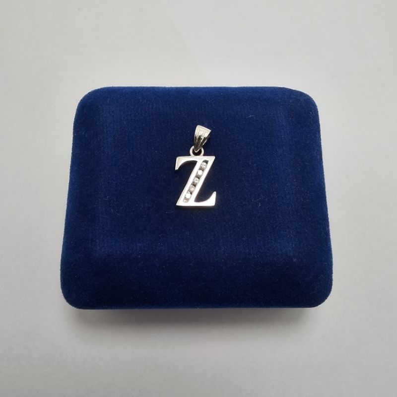 Liontin Huruf Z perak 925 Asli lapis emas putih