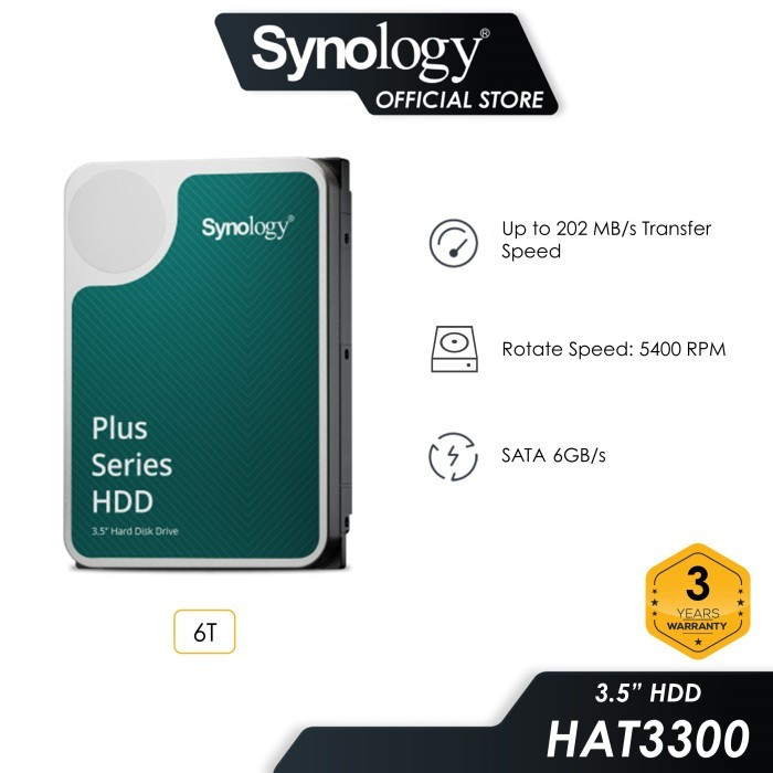 Synology HAT3300-6T SATA NAS HDD 6TB 5400RPM Garansi 3 Tahun - ORIGINAL BERGARANSI