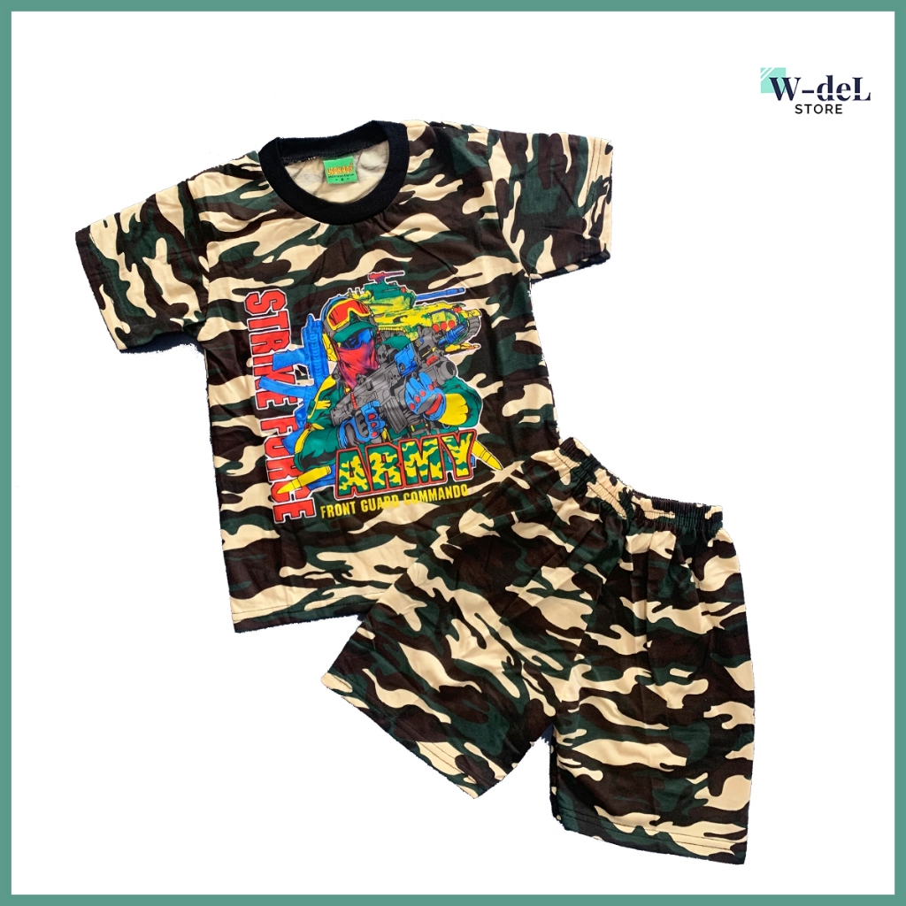 Setelan Baju Anak Loreng Army untuk umur 2-8 Tahun