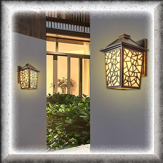 Lampu dinding taman kaca frosted brown CLASSIC AMERICAN OUTDOOR indoor WATERPROOF simple minimalis e