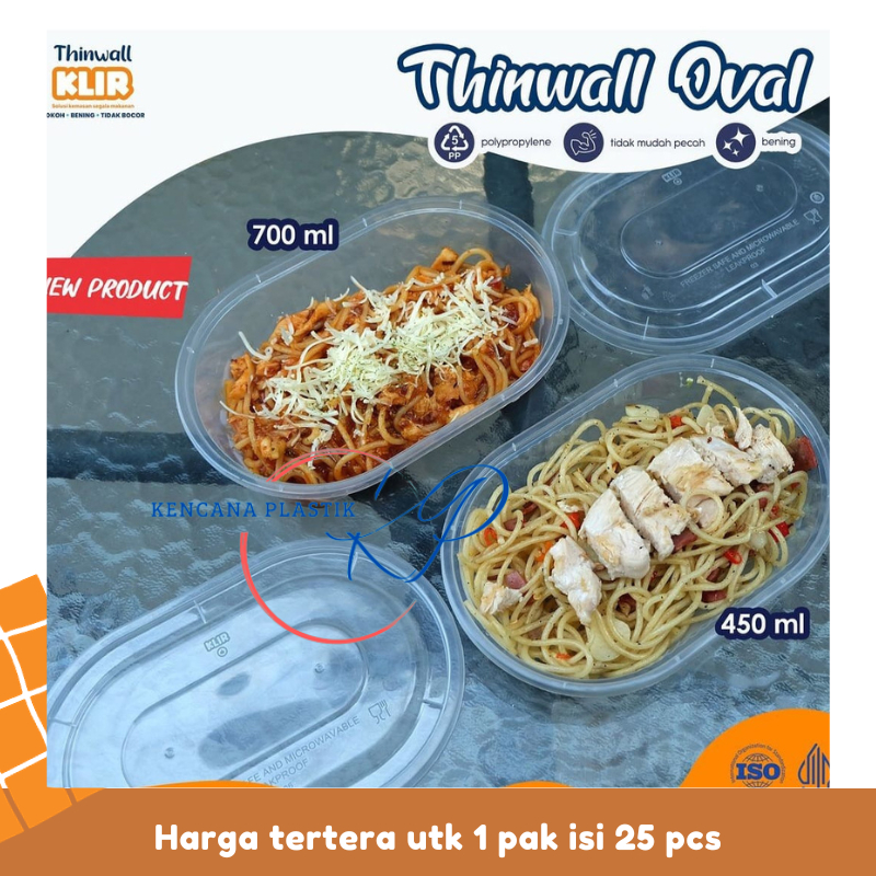 Thinwall Oval 450ml 700ml l Tinwall Kotak Tempat Makan Plastik 450 ml 700 ml l Box Wadah Makanan Pla