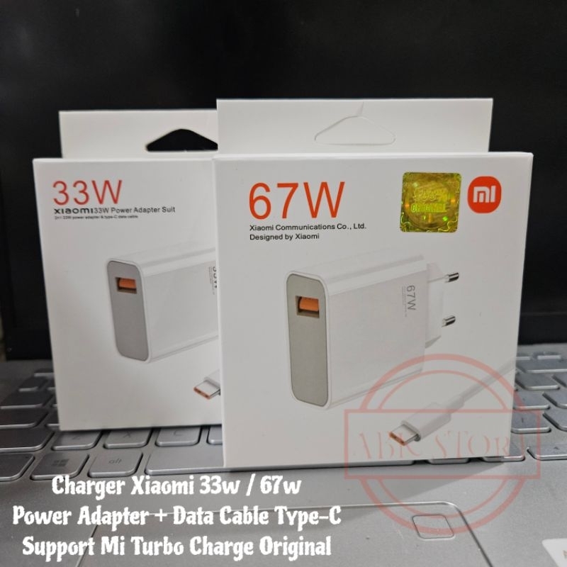 Mi Turbo Charge 33W / 67W Adapter Charger + Cable Data Type-C Original