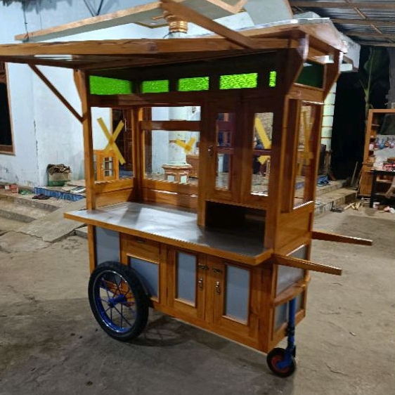 gerobak nasi goreng roda tiga full kaca