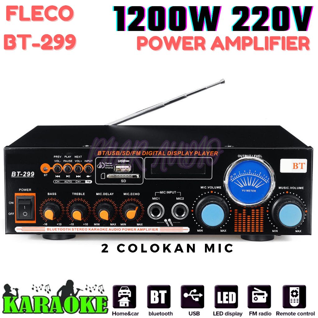 POWER AMPLIFIER WIRELESS BLUETOOH / POWER AMPLIFIER WIRELESS FLECO BT-299 / Amplifier Murah / Power 