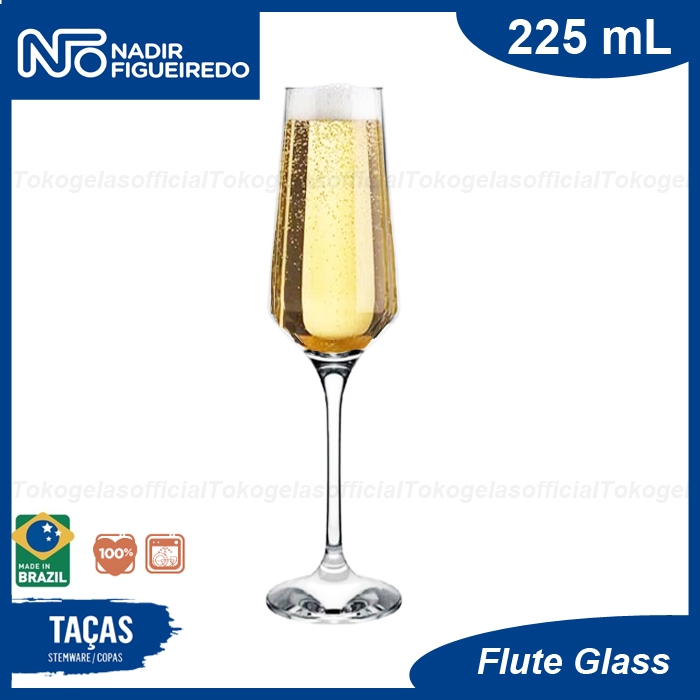 NADIR Gelas Champagne Flute 225 ml - Gelas Flute - Gelas Kaki - Gelas Kaca - Gelas Unik - Gelas Wine