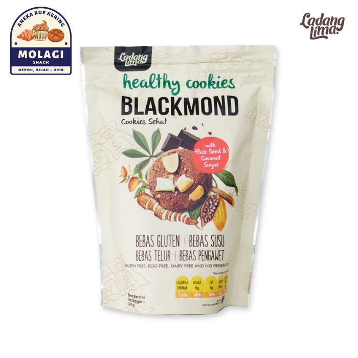 

Ladang Lima Blackmond Cookies Gluten Free 180 Gram - Molagi Snack