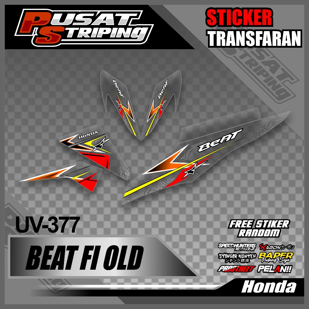 [ Sudah Dicutting ] Striping Transparan Beat Fi Lama 2013 2014 2015 - Stiker Striping Honda Beat FI 