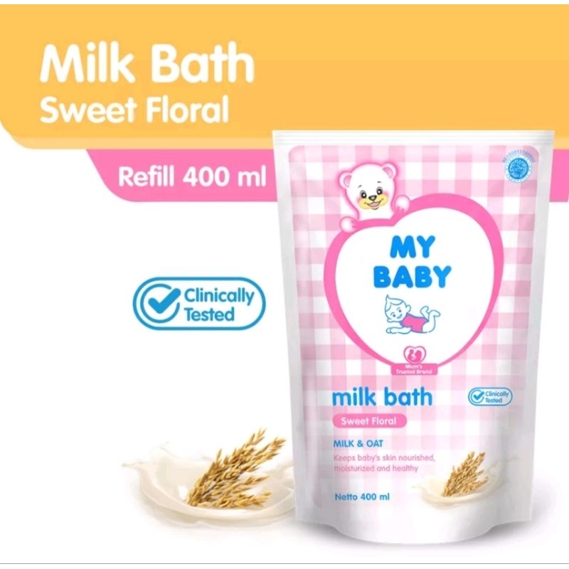 MY BABY Milk Bath Sweet Floral [Refill 400mL] - Sabun Cair Bayi Susu & Gandum