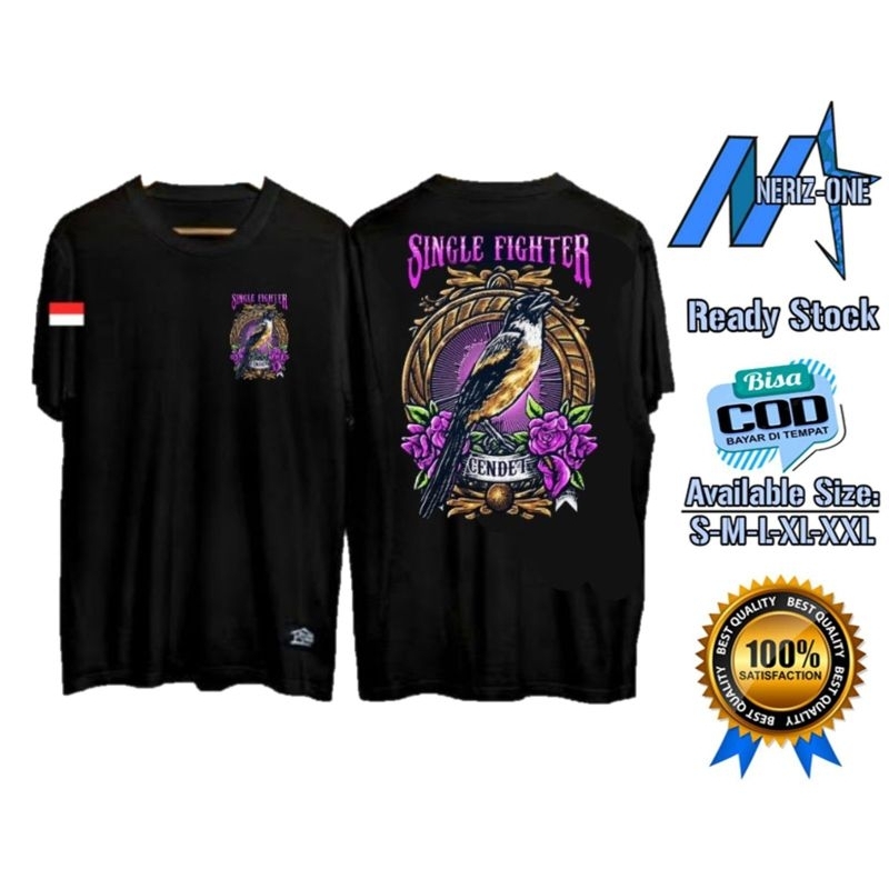 KAOS PRIA DISTRO BURUNG CENDET SINGLE FIGHTER TERBARU 2023 ~ BAHAN KATUN