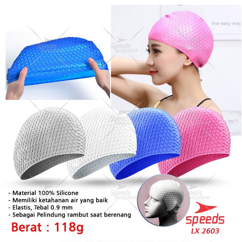 SPEEDS Topi Renang Dewasa Anak / Silicone Swim Cap / Penutup Kepala Renang All Size 2601