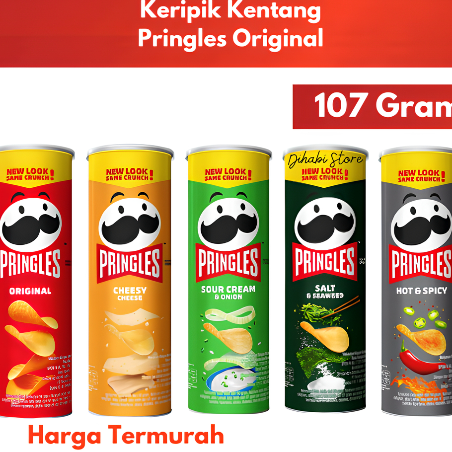 

➲➛☆ Pringles Potato Crisps 107 Gram Original , Cheesy Cheese , Sour Cream & Union , Salt & Seaweed