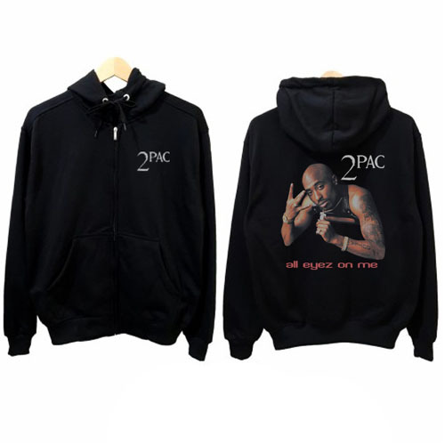 Jaket Hoodie 2pac All Eyez On Me Tupac Hoodie Ritsleting Bahan Cotton Fleece New Zipper Hoodie