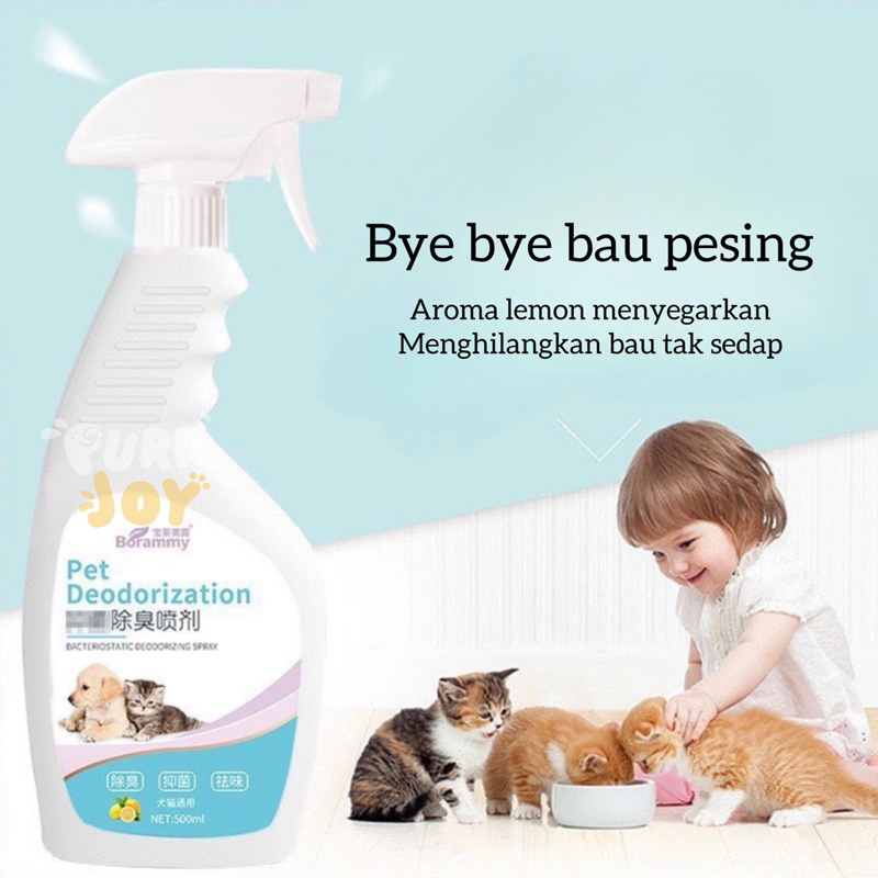 PURRJOY Borammy Pet Deodorization 500 ml / Penghilang Bau Kotoran Pipis Pesing Hewan Peliharaan Anjing Kucing / Spray Penghilang Bau Pesing Kandang Anjing Kucing