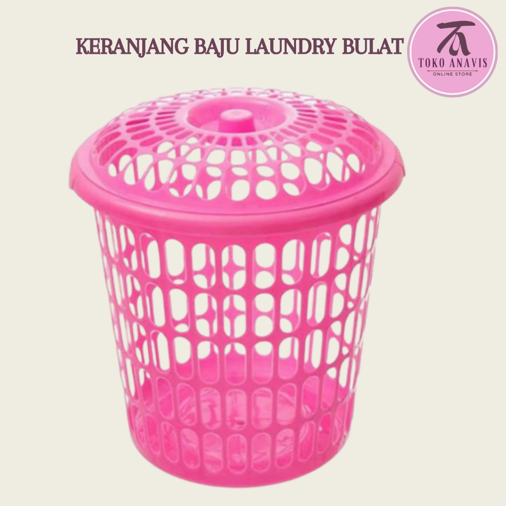 Keranjang Baju Bulat Plus Tutup/Keranjang Baju Plastik