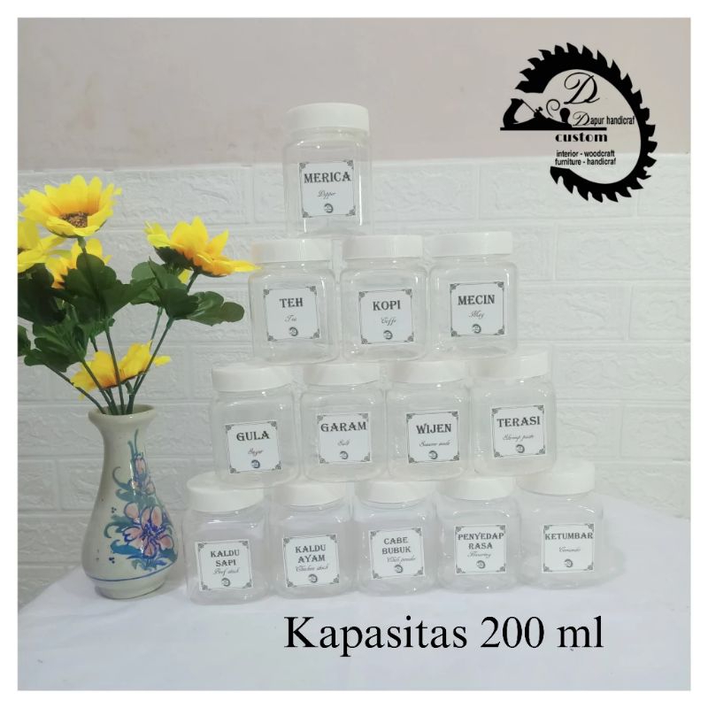 SHp2 Rak Dengan Toples Bumbu Dapur Warna Ungu 3 Susun / Rak Kayu Jati Belanda Serbaguna Dengan