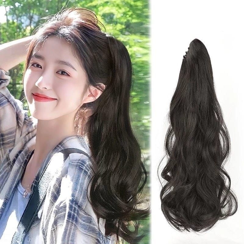 {Jy} Rambut Palsu Jepit Panjang 55Cm Model Gelombang / Rambut Palsu Keriting Panjang 55Cm