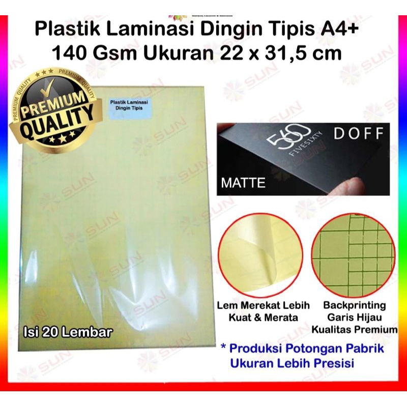 

Plastik laminasi dingin 140 gsm A4 20 lembar